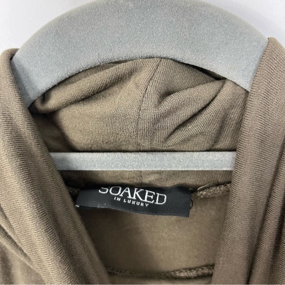 Soaked in Luxury Medium Hanadi Rollneck Long Sleeve Olive Green Shirt Top - Picture 2 of 5